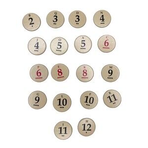 Catan 18 Circular Number Tokens Replacement Pieces Parts Game 2012 edition.